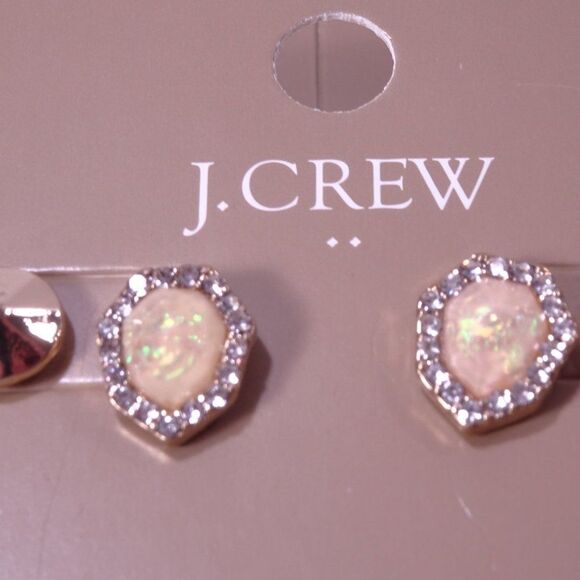 J.Crew Gold Pyramid Stud earrings Pink Pave Dainty Stud earrings set of 2 NWT 44 - Picture 5 of 8